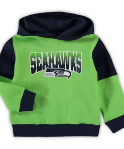 Toddler Neon Green/College Navy Seattle Seahawks Sideline Hoodie & Pants Set -MLB Shop 4643485 ALT2