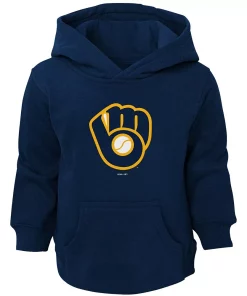 Toddler Navy Milwaukee Brewers Primary Logo Team Pullover Hoodie