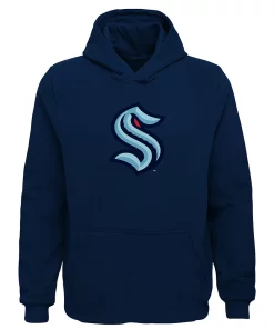 Youth Navy Seattle Kraken Primary Logo Pullover Hoodie
