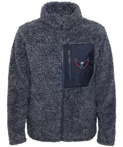 Girls Youth Navy Washington Capitals Fan Gear Sherpa Full-Zip Jacket