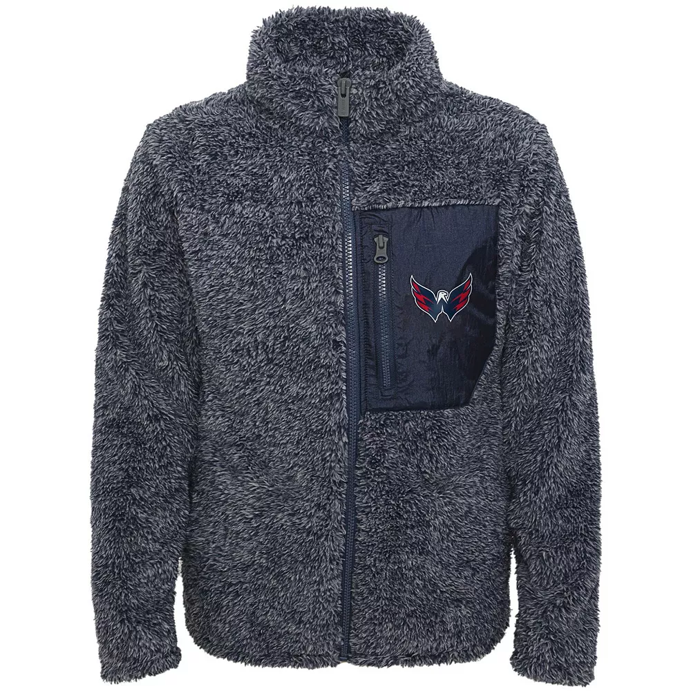 Girls Youth Navy Washington Capitals Fan Gear Sherpa Full-Zip Jacket 1 Girls Youth Navy Washington Capitals Fan Gear Sherpa Full-Zip Jacket