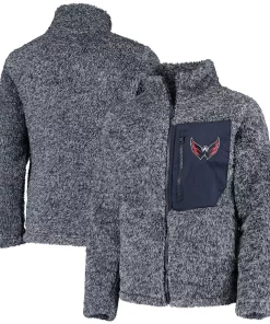 Alternative view of Girls Youth Navy Washington Capitals Fan Gear Sherpa Full-Zip Jacket