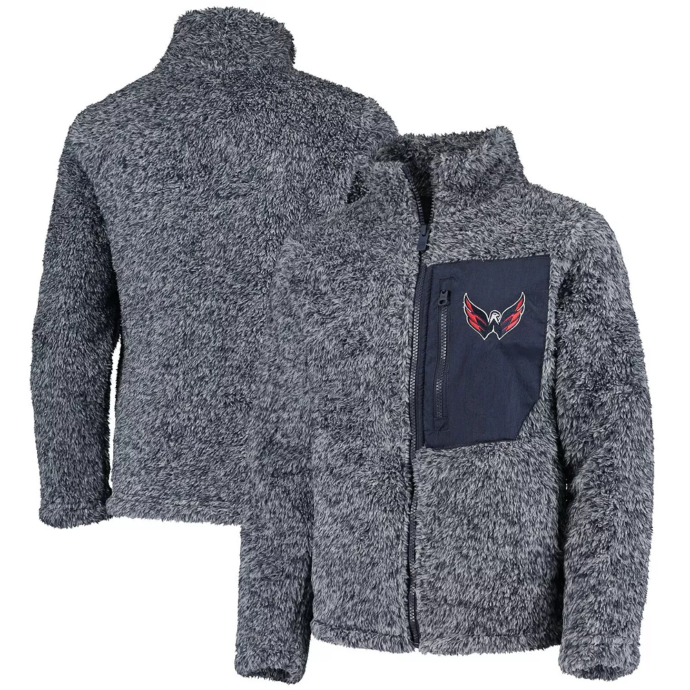 Girls Youth Navy Washington Capitals Fan Gear Sherpa Full-Zip Jacket 2 Girls Youth Navy Washington Capitals Fan Gear Sherpa Full-Zip Jacket - Image 2