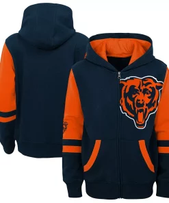 Alternative view of Preschool Navy Chicago Bears Stadium Full-Zip Hoodie