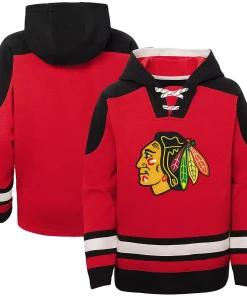 Alternative view of Youth Red Chicago Blackhawks Ageless Must-Have Lace-Up Pullover Hoodie