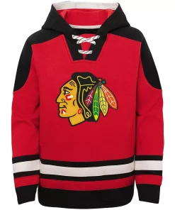 Youth Red Chicago Blackhawks Ageless Must-Have Lace-Up Pullover Hoodie -MLB Shop 4652302 ALT2