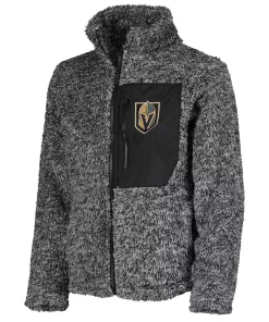 Girls Youth Black Vegas Golden Knights Fan Gear Sherpa Full-Zip Jacket -MLB Shop 4652752 ALT2