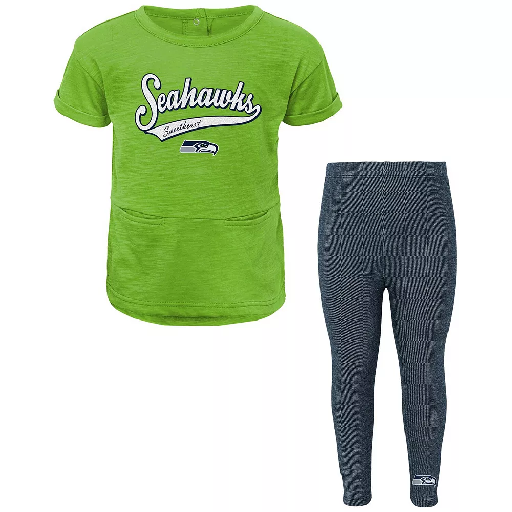Girls Preschool Neon Green Seattle Seahawks Diamond T-Shirt & Leggings Set 1 Girls Preschool Neon Green Seattle Seahawks Diamond T-Shirt & Leggings Set