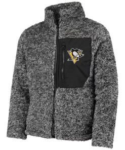 Alternative view of Girls Youth Black Pittsburgh Penguins Fan Gear Sherpa Full-Zip Jacket