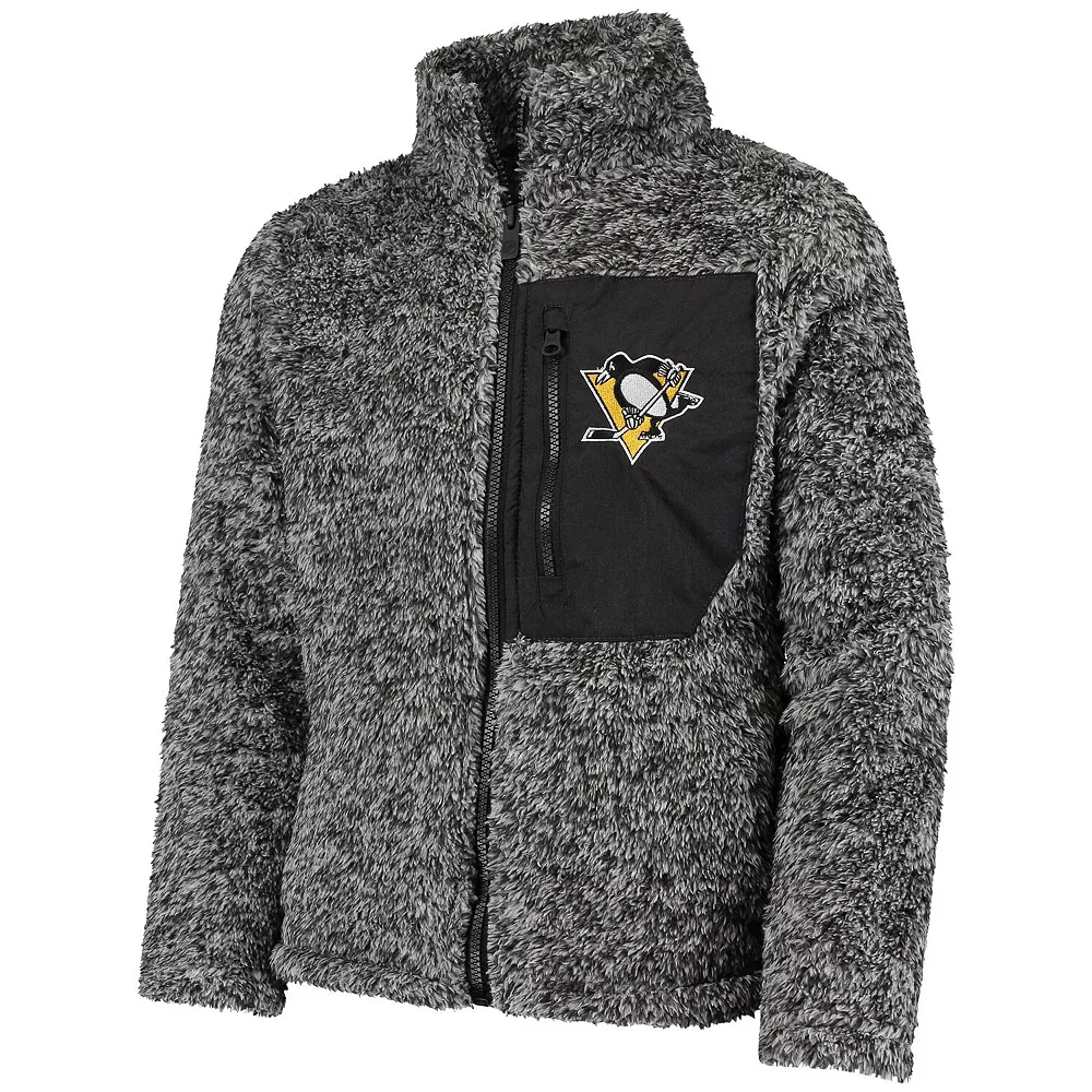 Girls Youth Black Pittsburgh Penguins Fan Gear Sherpa Full-Zip Jacket 2 Girls Youth Black Pittsburgh Penguins Fan Gear Sherpa Full-Zip Jacket - Image 2