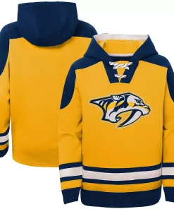 Youth Gold Nashville Predators Ageless Must-Have Lace-Up Pullover Hoodie -MLB Shop 4653302 ALT