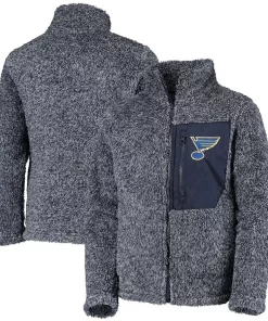 Alternative view of Girls Youth Navy St. Louis Blues Fan Gear Sherpa Full-Zip Jacket