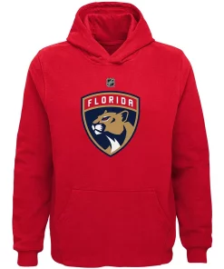Youth Red Florida Panthers Primary Logo Pullover Hoodie