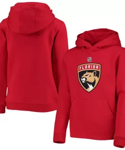 Alternative view of Youth Red Florida Panthers Primary Logo Pullover Hoodie