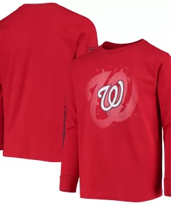 Youth Red Washington Nationals Platinum Logo Long Sleeve T-Shirt -MLB Shop 4775210 ALT
