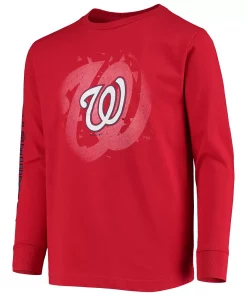 Youth Red Washington Nationals Platinum Logo Long Sleeve T-Shirt -MLB Shop 4775210 ALT2