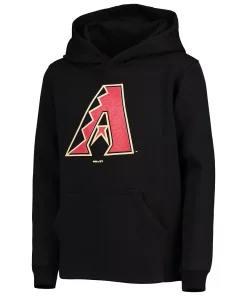 Youth Black Arizona Diamondbacks Primary Team Logo Pullover Hoodie -MLB Shop 4775609 ALT2