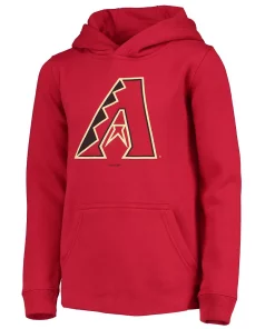 Youth Red Arizona Diamondbacks Primary Team Logo Pullover Hoodie -MLB Shop 4777064 ALT2