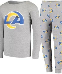 Alternative view of Youth Gray Los Angeles Rams Long Sleeve T-Shirt & Pants Sleep Set