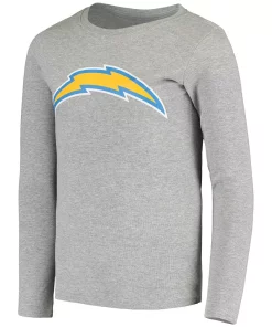 Youth Gray Los Angeles Chargers Long Sleeve T-Shirt & Pants Sleep Set -MLB Shop 4783072 ALT2
