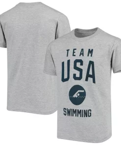 Alternative view of Youth Heathered Gray USA Swimming Pictogram T-Shirt