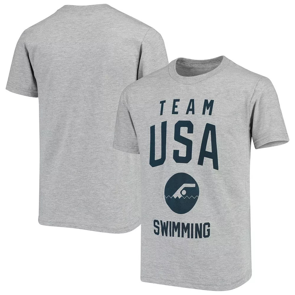 Youth Heathered Gray USA Swimming Pictogram T-Shirt 2 Youth Heathered Gray USA Swimming Pictogram T-Shirt - Image 2
