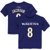 Toddler Lamar Jackson Purple Baltimore Ravens Mainliner Player Name & Number T-Shirt