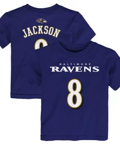 Toddler Lamar Jackson Purple Baltimore Ravens Mainliner Player Name & Number T-Shirt