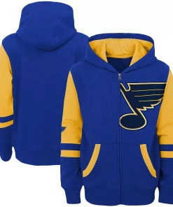 Youth Blue St. Louis Blues Faceoff Colorblocked Fleece Full-Zip Hoodie Jacket