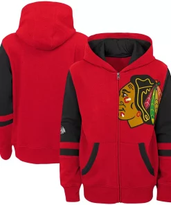 Alternative view of Toddler Red Chicago Blackhawks Faceoff Fleece Full-Zip Hoodie Jacket