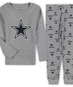 Preschool Heathered Gray Dallas Cowboys Long Sleeve T-Shirt & Pants Sleep Set