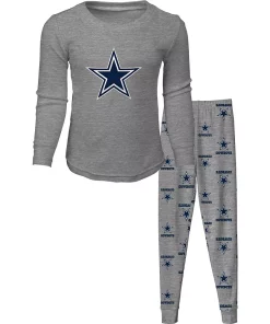 Alternative view of Preschool Heathered Gray Dallas Cowboys Long Sleeve T-Shirt & Pants Sleep Set
