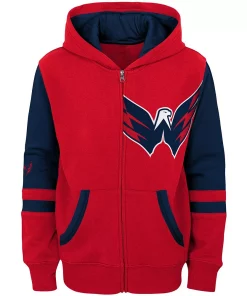 Preschool Red Washington Capitals Faceoff Fleece Full-Zip Hoodie Jacket -MLB Shop 4813073 ALT2