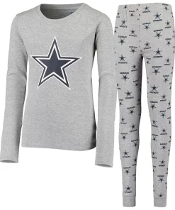 Youth Heathered Gray Dallas Cowboys Long Sleeve T-Shirt & Pants Sleep Set