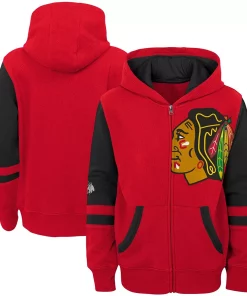 Alternative view of Preschool Red Chicago Blackhawks Faceoff Fleece Full-Zip Hoodie Jacket