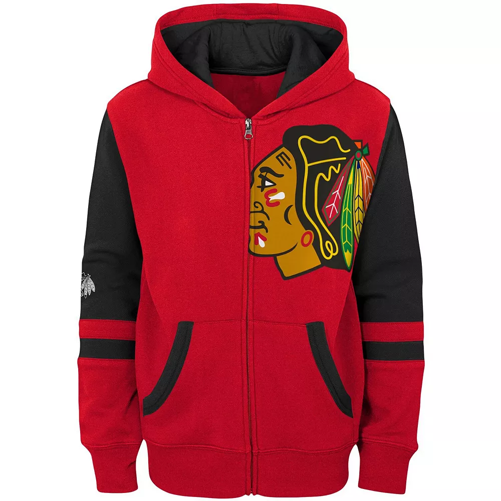 Preschool Red Chicago Blackhawks Faceoff Fleece Full-Zip Hoodie Jacket 3 Preschool Red Chicago Blackhawks Faceoff Fleece Full-Zip Hoodie Jacket - Image 3