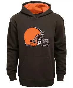 Alternative view of Youth Brown Cleveland Browns Fan Gear Prime Pullover Hoodie