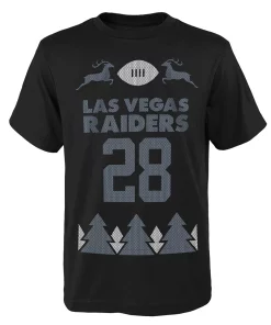 Youth Josh Jacobs Black Las Vegas Raiders Holiday Name & Number T-Shirt -MLB Shop 4825490 ALT2