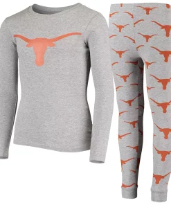 Youth Gray Texas Longhorns Long Sleeve T-Shirt and Pants Sleep Set