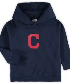 Toddler Navy Cleveland Indians Primary Logo Team Pullover Hoodie