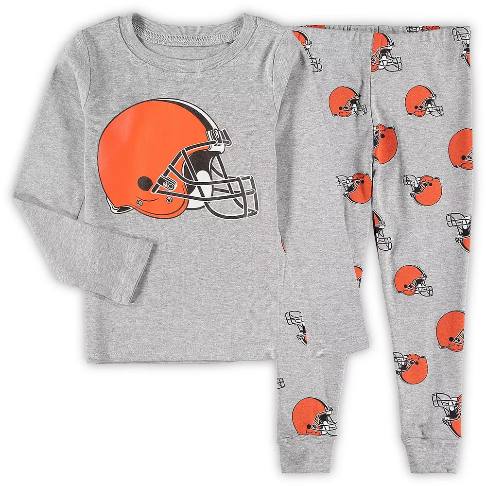 Preschool Heathered Gray Cleveland Browns Team Long Sleeve T-Shirt & Pants Sleep Set 1 Preschool Heathered Gray Cleveland Browns Team Long Sleeve T-Shirt & Pants Sleep Set