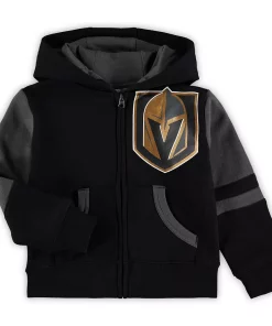 Preschool Black Vegas Golden Knights Faceoff Fleece Full-Zip Hoodie Jacket