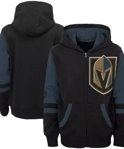 Alternative view of Preschool Black Vegas Golden Knights Faceoff Fleece Full-Zip Hoodie Jacket