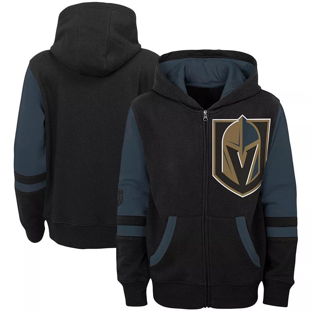 Preschool Black Vegas Golden Knights Faceoff Fleece Full-Zip Hoodie Jacket 2 Preschool Black Vegas Golden Knights Faceoff Fleece Full-Zip Hoodie Jacket - Image 2