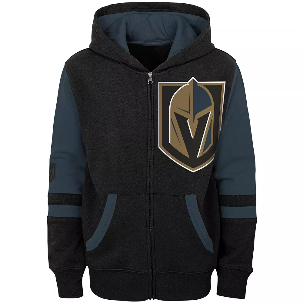 Preschool Black Vegas Golden Knights Faceoff Fleece Full-Zip Hoodie Jacket 3 Preschool Black Vegas Golden Knights Faceoff Fleece Full-Zip Hoodie Jacket - Image 3