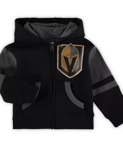 Toddler Black Vegas Golden Knights Faceoff Fleece Full-Zip Hoodie Jacket