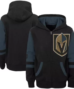 Alternative view of Toddler Black Vegas Golden Knights Faceoff Fleece Full-Zip Hoodie Jacket