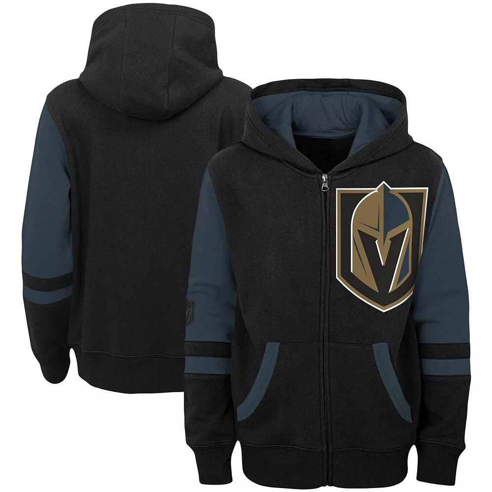Toddler Black Vegas Golden Knights Faceoff Fleece Full-Zip Hoodie Jacket 2 Toddler Black Vegas Golden Knights Faceoff Fleece Full-Zip Hoodie Jacket - Image 2