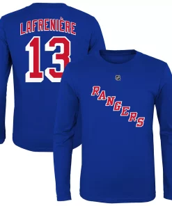 Youth Alexis Lafrenière Royal New York Rangers Authentic Stack Name & Number Long Sleeve T-Shirt -MLB Shop 4877080 ALT