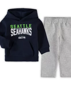 Toddler College Navy/Heathered Gray Seattle Seahawks Fan Flare Pullover Hoodie and Sweatpants Set